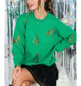 Sequin Tree  Applique Holiday Sweater