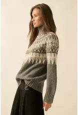 Fair Isle Knit Mock-Neck Sweater