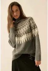 Fair Isle Knit Mock-Neck Sweater