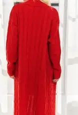 Midi Cable Knit Cardigan with Front Patch Pockets