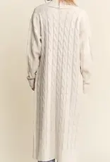 Midi Cable Knit Cardigan with Front Patch Pockets