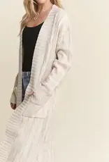 Midi Cable Knit Cardigan with Front Patch Pockets