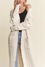 Midi Cable Knit Cardigan with Front Patch Pockets