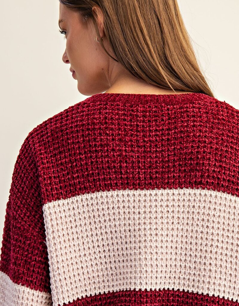 Soft Chenille Color Block Sweater