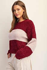 Soft Chenille Color Block Sweater