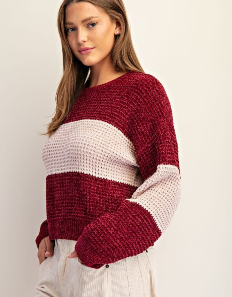 Soft Chenille Color Block Sweater