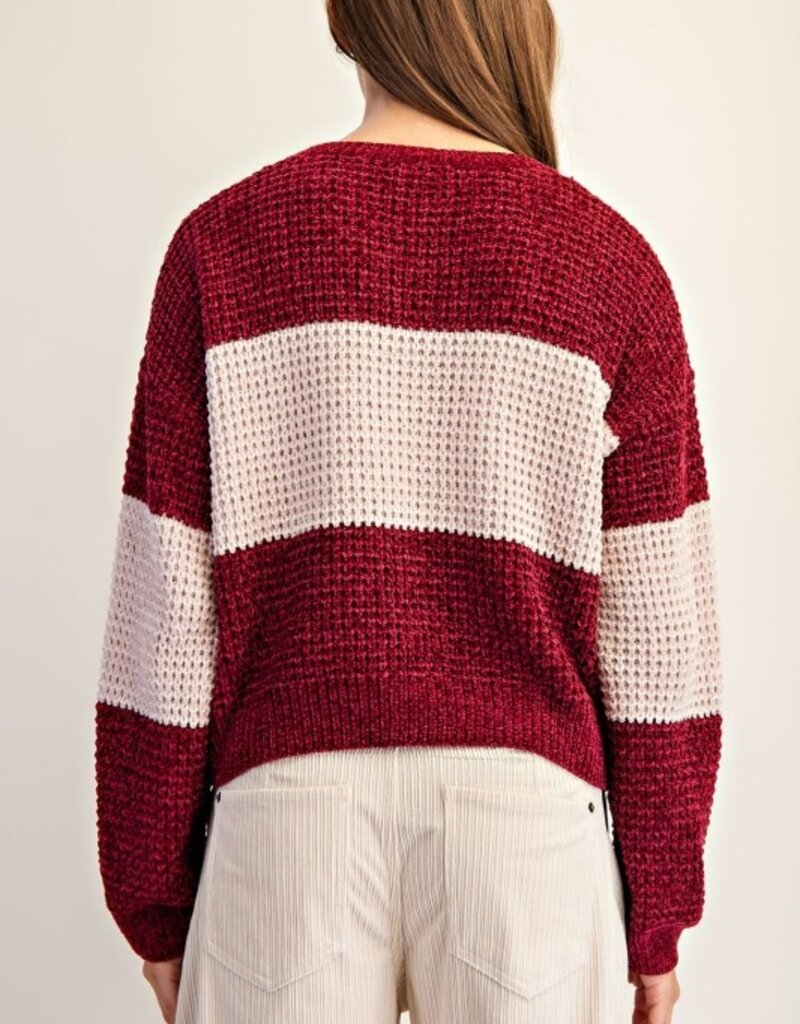 Soft Chenille Color Block Sweater