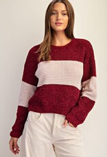 Soft Chenille Color Block Sweater