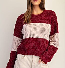 Soft Chenille Color Block Sweater