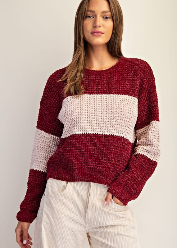 Soft Chenille Color Block Sweater