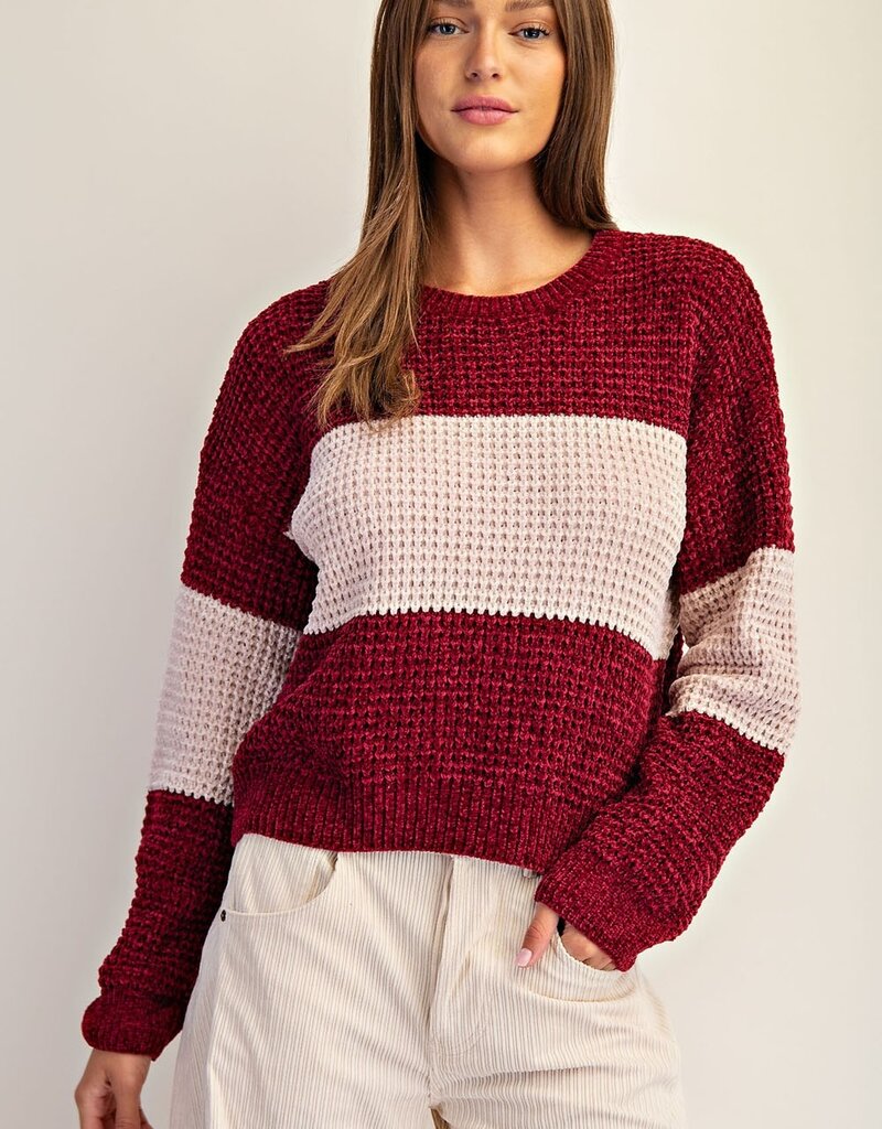 Soft Chenille Color Block Sweater