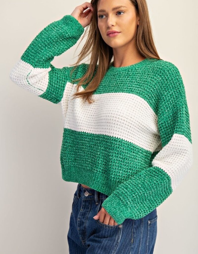 Soft Chenille Color Block Sweater