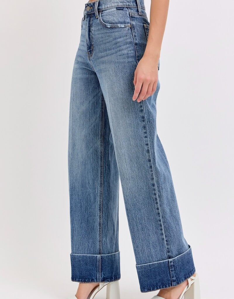 High Rise Wide Leg with Self High Cuffed