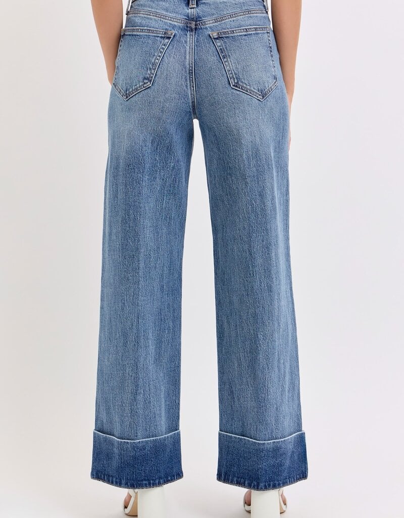 High Rise Wide Leg with Self High Cuffed