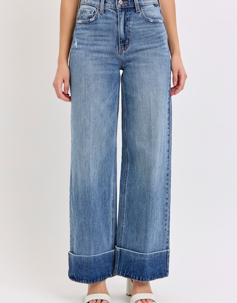 High Rise Wide Leg with Self High Cuffed