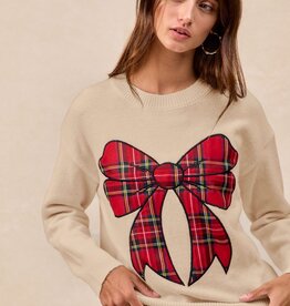Christmas Plaid Bow Knit Sweater