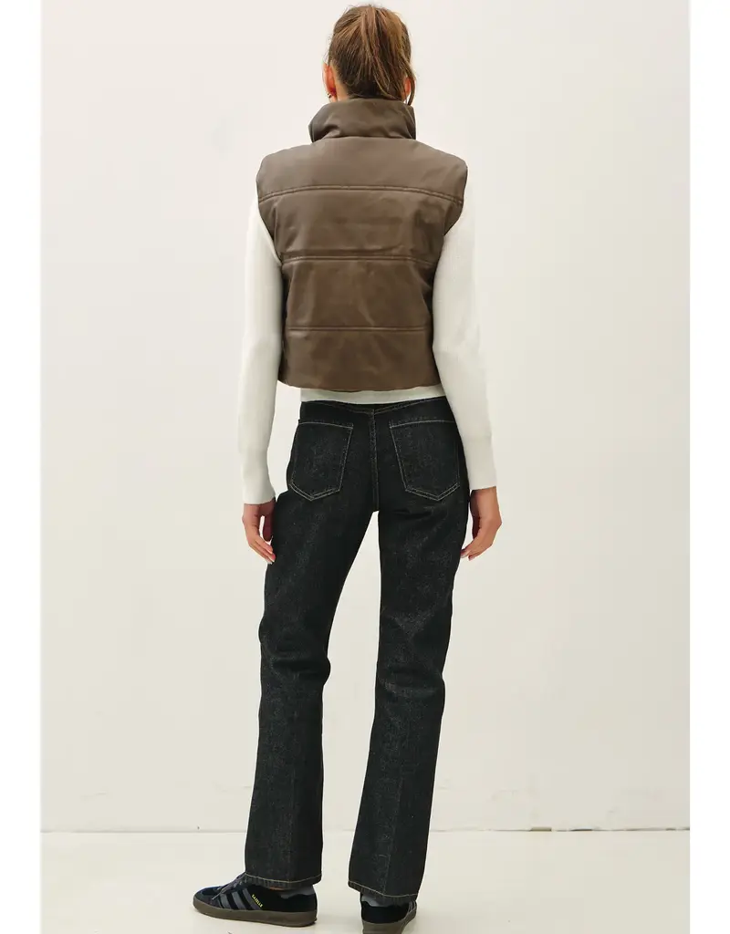 Leather Look Puffer Vest