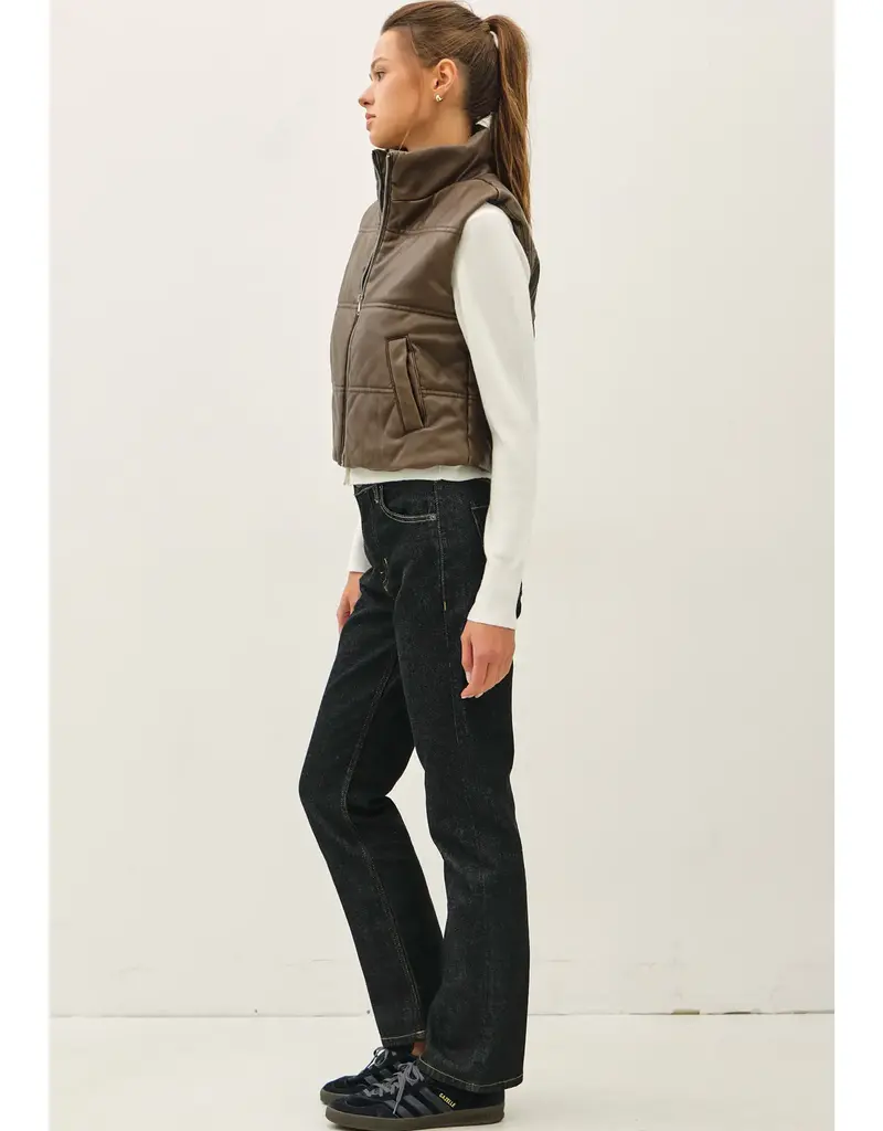 Leather Look Puffer Vest