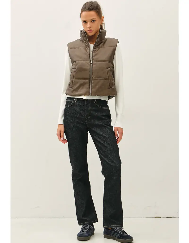 Leather Look Puffer Vest