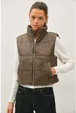 Leather Look Puffer Vest