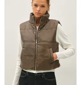 Leather Look Puffer Vest