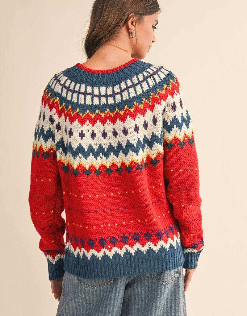 Nordic Print  Knit Sweater