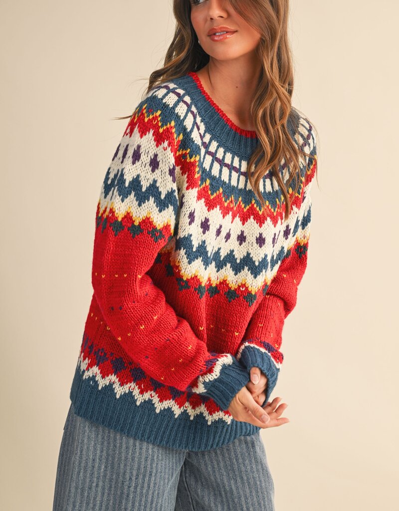 Nordic Print  Knit Sweater