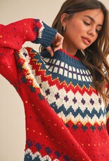 Nordic Print  Knit Sweater