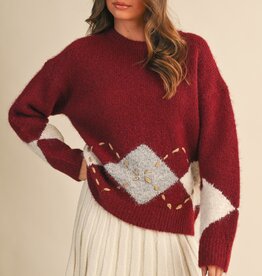 Argyle Border Print Sweater