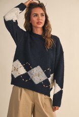 Argyle Border Print Sweater