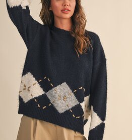 Argyle Border Print Sweater