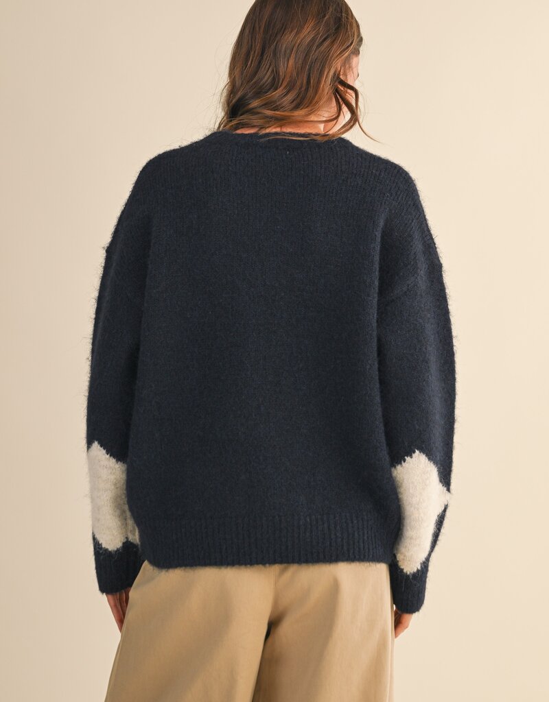 Argyle Border Print Sweater