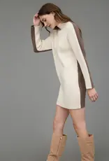 Colorblock Mock Neck Long Sleeve Sweater Dress