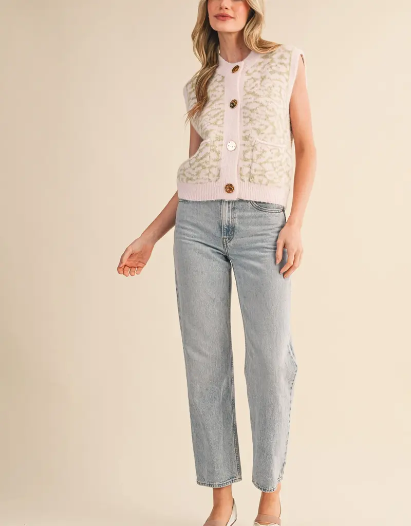 Leopard Knit Sweater Vest