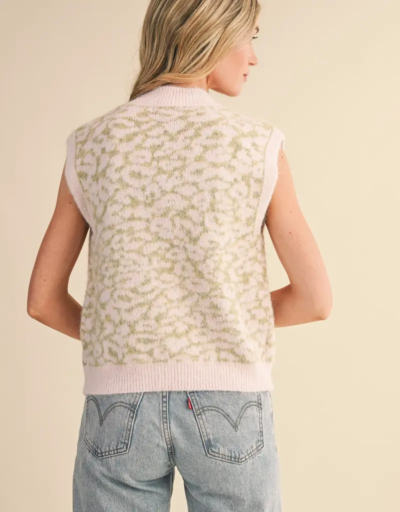 Leopard Knit Sweater Vest