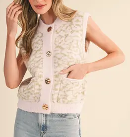 Leopard Knit Sweater Vest