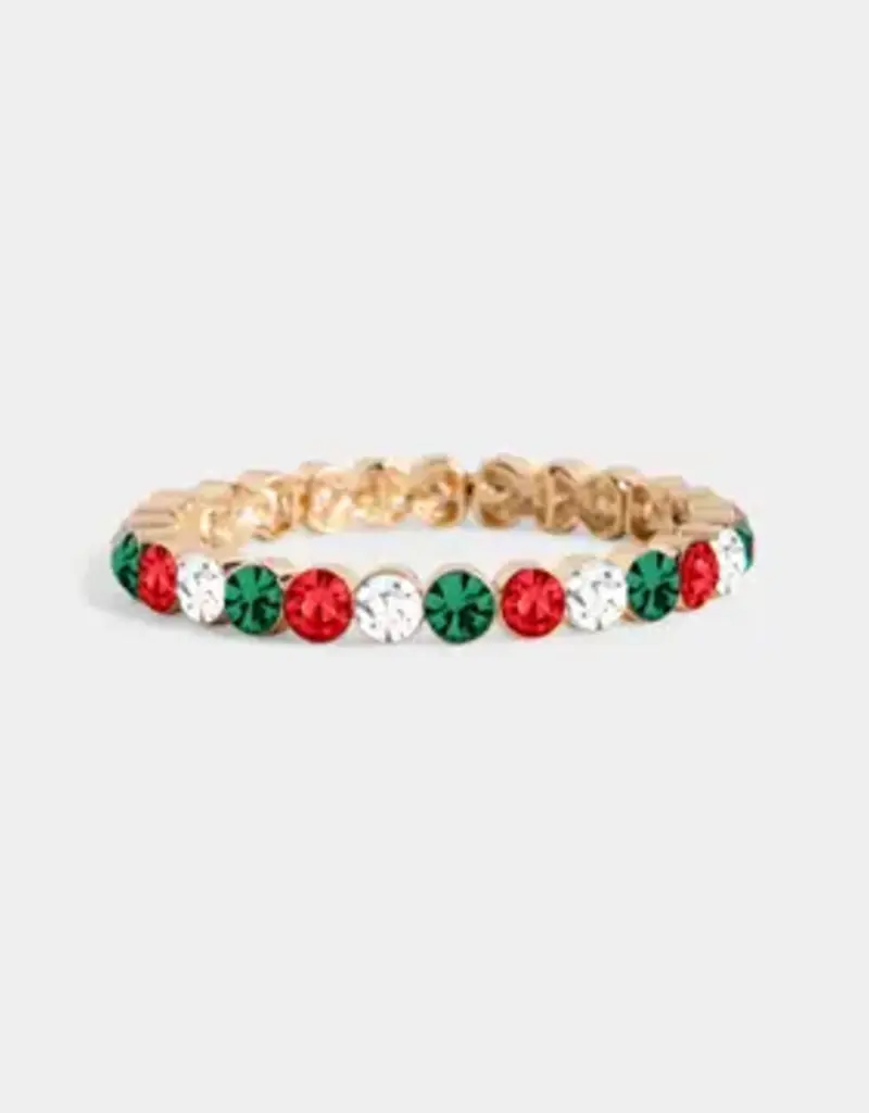 Bejeweled Holiday Bracelet  - Red/Green/Gold