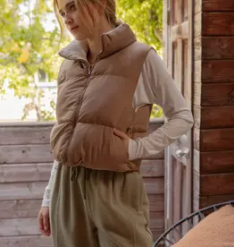 Reversible Zip Up Cropped Puffer Vest