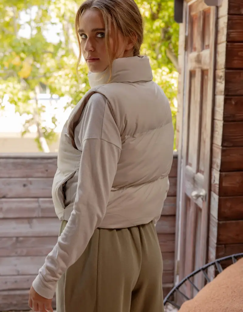 Reversible Zip Up Cropped Puffer Vest