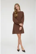 Long Sleeve Knit Sweater Mini Dress with Bow Tie Back