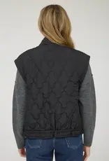 Tie Detail Snap Button Down Quilted Puffer Vest