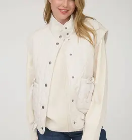 Tie Detail Snap Button Down Quilted Puffer Vest