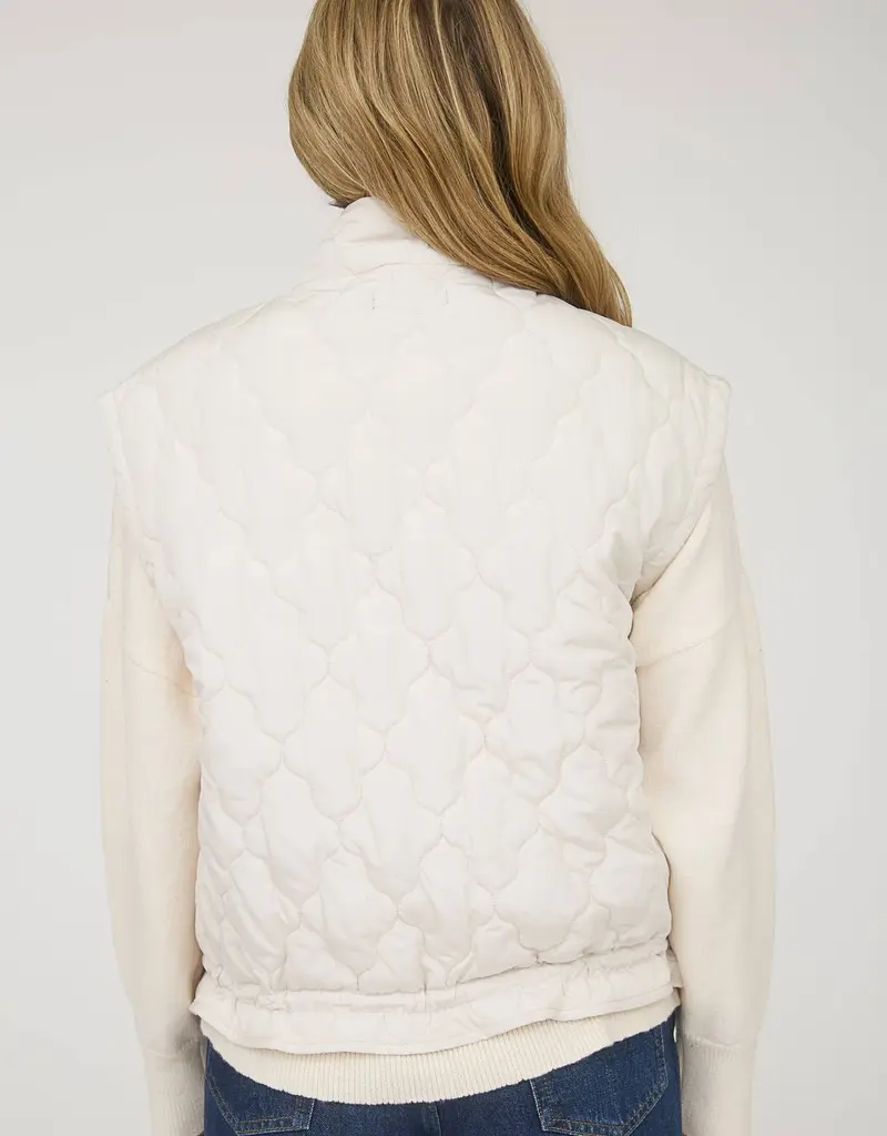 Tie Detail Snap Button Down Quilted Puffer Vest