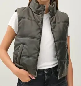 Leather Look Puffer Vest