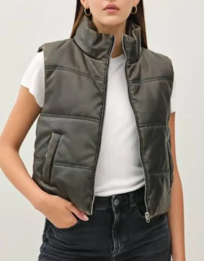 Leather Look Puffer Vest