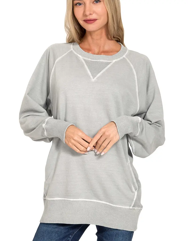 Pigment Dyed French Terry Pullover with Pockets