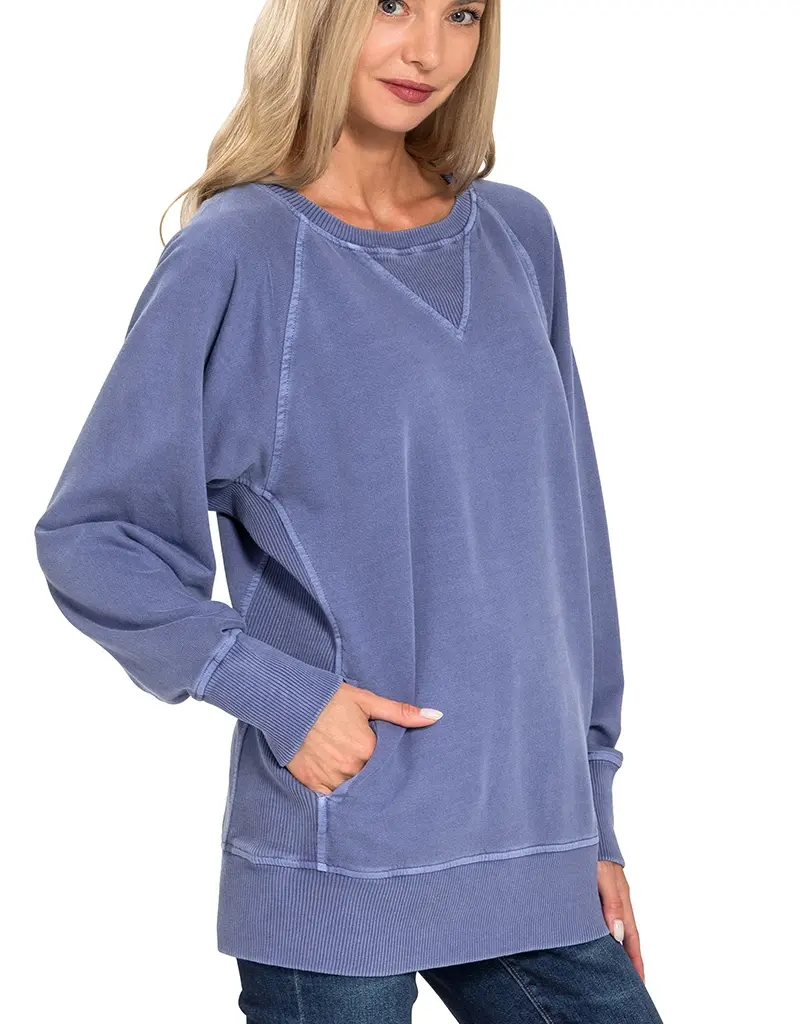 Pigment Dyed French Terry Pullover with Pockets