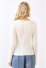 Lettuce Hem Long Sleeve Ribbed Knit Sweater Top - 4 Color Options