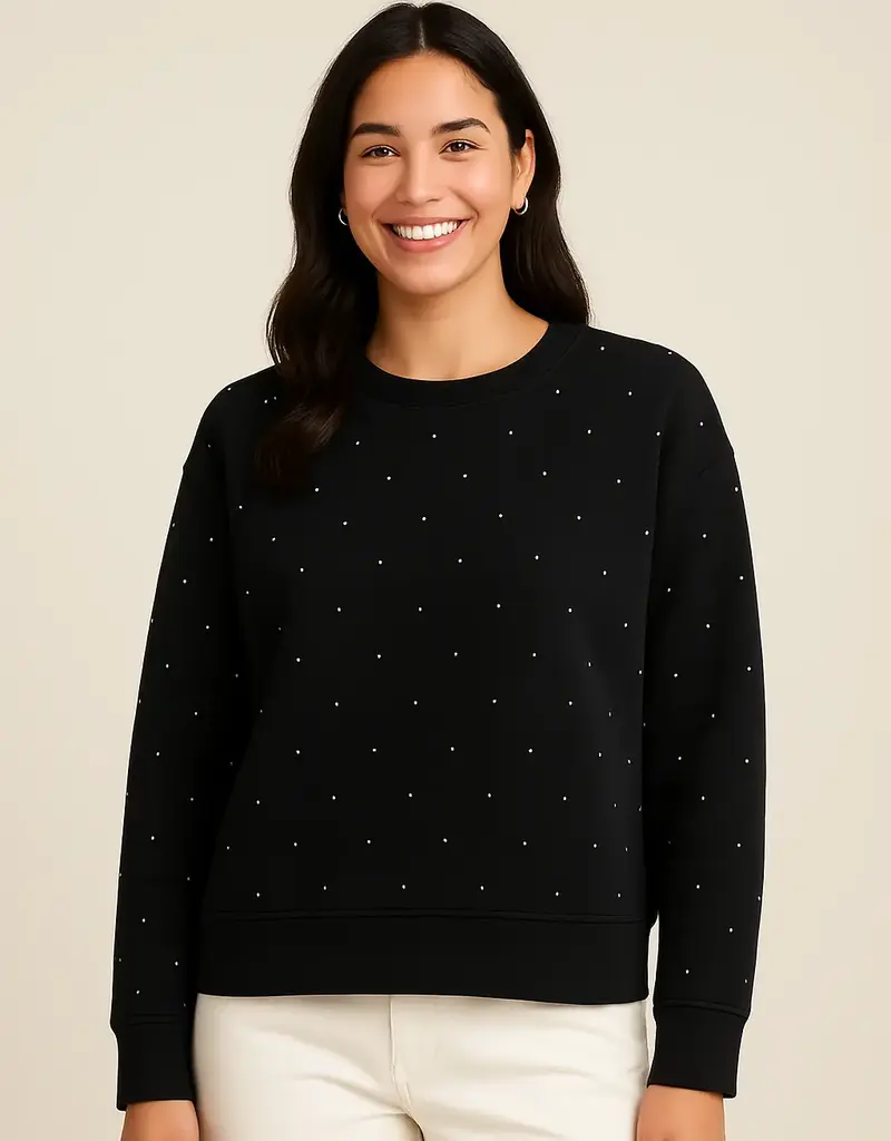 Silky Soft Rhinestone Drop Shoulder Sweater