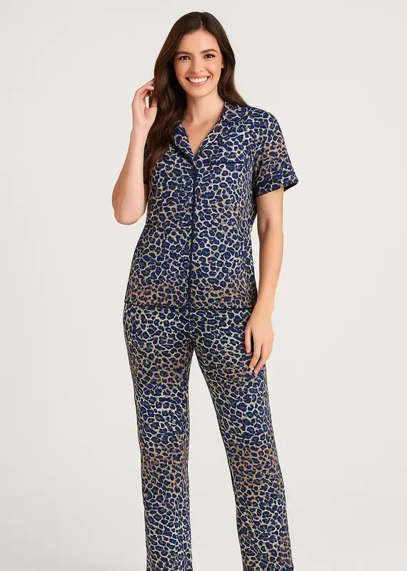 Leopard Print Yummy Jersey Pj Set